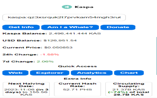 Kaspa All in One extension  from Chrome web store to be run with OffiDocs Chromium online