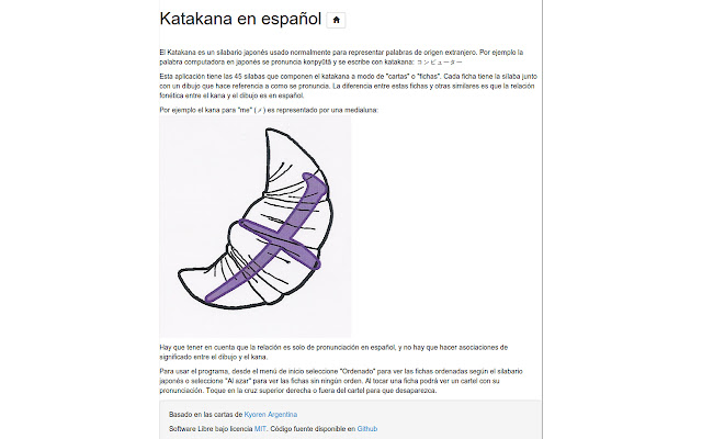 Katakana es  from Chrome web store to be run with OffiDocs Chromium online