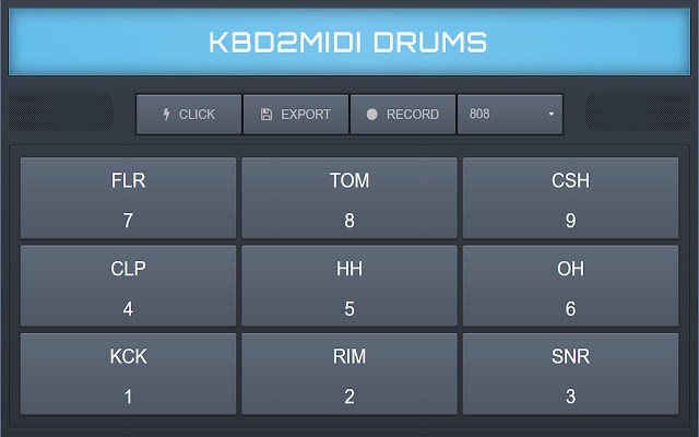 KBD To MIDI Drums  from Chrome web store to be run with OffiDocs Chromium online
