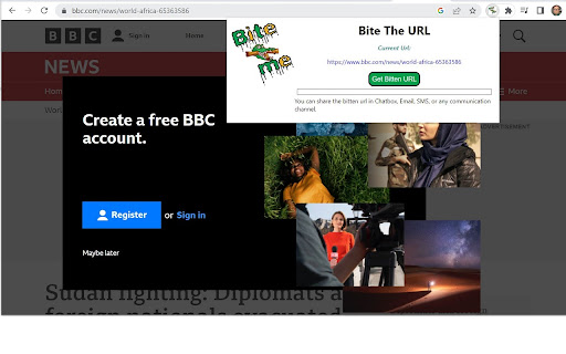 KBite.me URL Shortner  from Chrome web store to be run with OffiDocs Chromium online