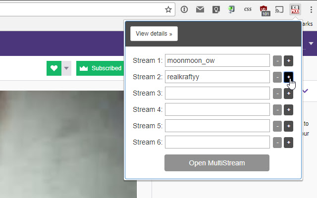 KBMOD MultiStream Extension  from Chrome web store to be run with OffiDocs Chromium online