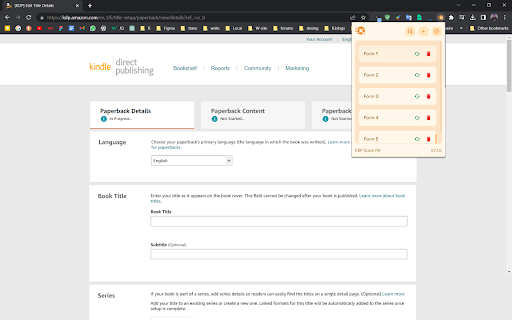 KDP Quick Fill  from Chrome web store to be run with OffiDocs Chromium online