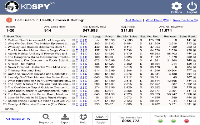 KDSPY – Keyword Research for Authors  from Chrome web store to be run with OffiDocs Chromium online