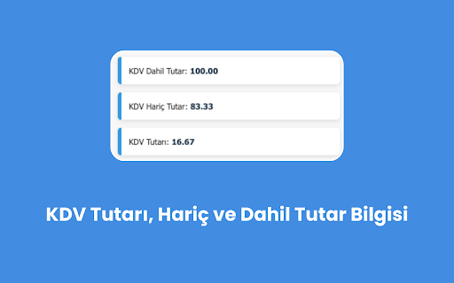 KDV Hesaplayıcı  from Chrome web store to be run with OffiDocs Chromium online