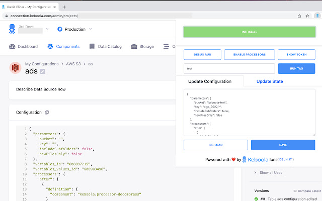 Keboola Dev Tools  from Chrome web store to be run with OffiDocs Chromium online