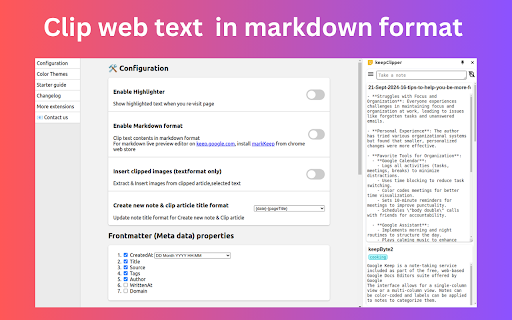 keepClipper web clipper for google keep  from Chrome web store to be run with OffiDocs Chromium online