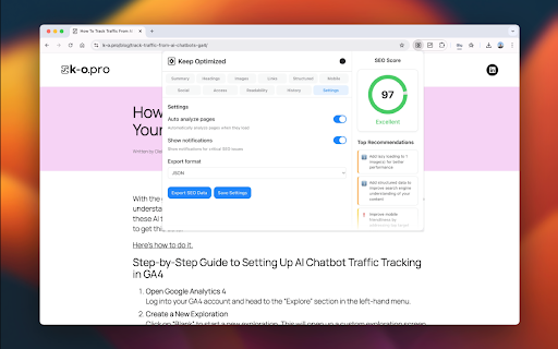 Keep Optimized: On Page SEO Checker  from Chrome web store to be run with OffiDocs Chromium online