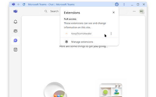 KeepTeamsAwake  from Chrome web store to be run with OffiDocs Chromium online