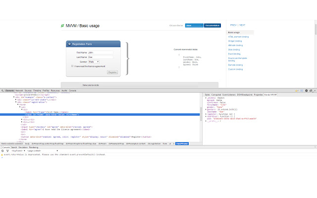 Kendo MVVM Inspector  from Chrome web store to be run with OffiDocs Chromium online