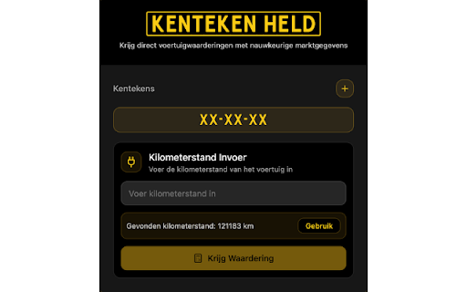 Kenteken Held  from Chrome web store to be run with OffiDocs Chromium online