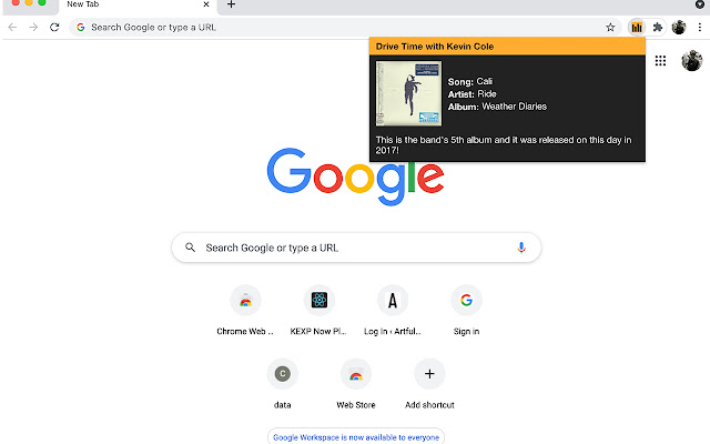 KEXP Now Playing  from Chrome web store to be run with OffiDocs Chromium online