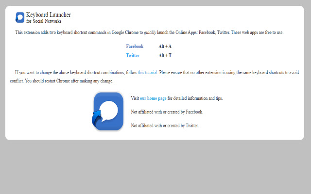 Keyboard Launcher for Social Networks  from Chrome web store to be run with OffiDocs Chromium online