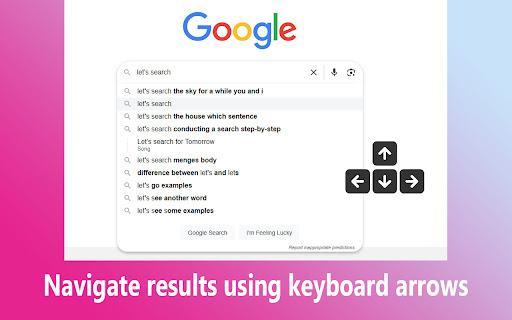 Keyboard Navigation Fix for Google Search  from Chrome web store to be run with OffiDocs Chromium online