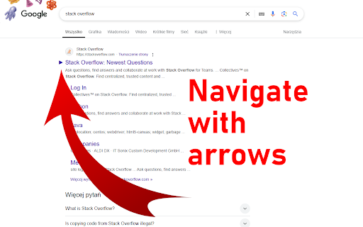 Keyboard Navigator for Google Search™  from Chrome web store to be run with OffiDocs Chromium online