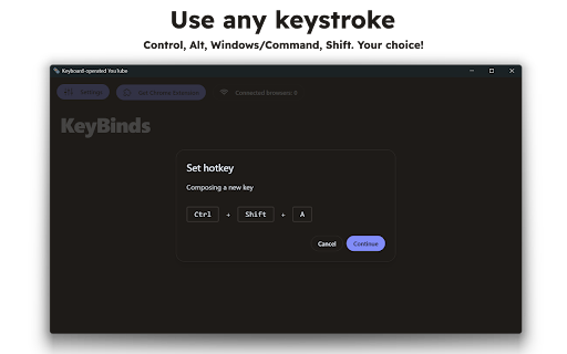 Keyboard operated YouTube  from Chrome web store to be run with OffiDocs Chromium online