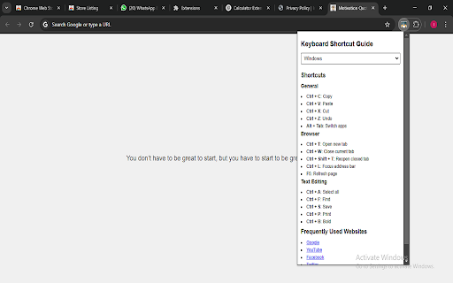 Keyboard Shortcut Guide  from Chrome web store to be run with OffiDocs Chromium online