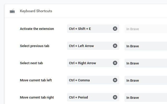 Keyboard Shortcuts  from Chrome web store to be run with OffiDocs Chromium online