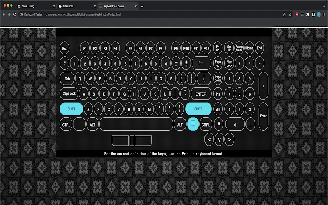 Keyboard Tester  from Chrome web store to be run with OffiDocs Chromium online