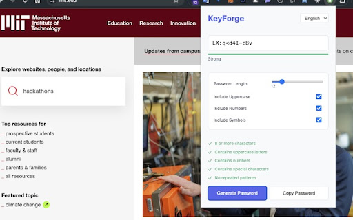 KeyForge Password Generator  from Chrome web store to be run with OffiDocs Chromium online
