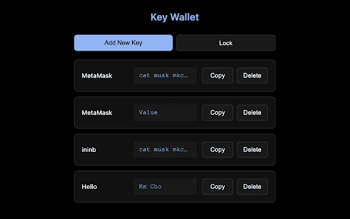 Key Wallet  from Chrome web store to be run with OffiDocs Chromium online