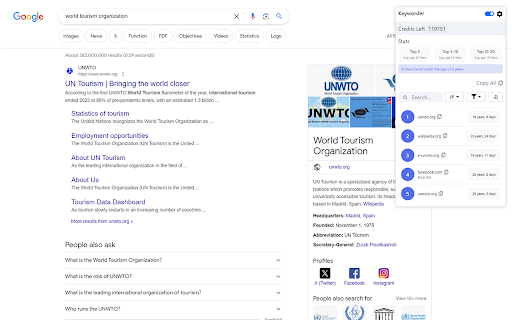 Keyworder  from Chrome web store to be run with OffiDocs Chromium online