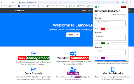 Keyword Highlighter  from Chrome web store to be run with OffiDocs Chromium online