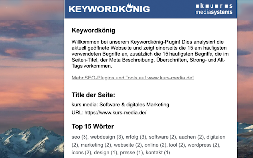 Keywordkönig  from Chrome web store to be run with OffiDocs Chromium online
