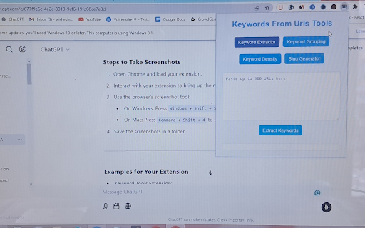 Keywords From Urls Blogging Tools Extension  from Chrome web store to be run with OffiDocs Chromium online