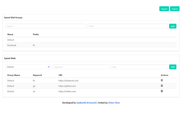 Keyword Speed Dial  from Chrome web store to be run with OffiDocs Chromium online