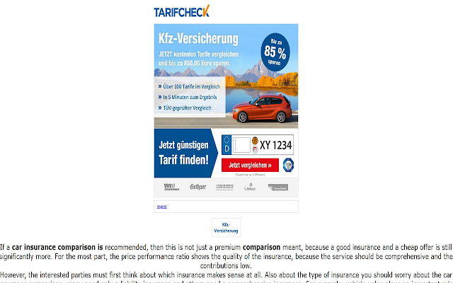 Kfz versicherungsvergleich  from Chrome web store to be run with OffiDocs Chromium online