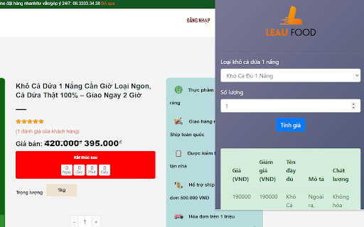 Khô cá dứa 1 nắng LEAU FOOD  from Chrome web store to be run with OffiDocs Chromium online
