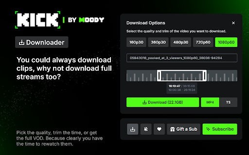 Kick.com by Moody  from Chrome web store to be run with OffiDocs Chromium online