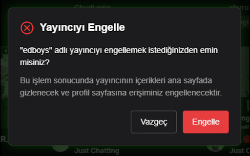 Kick Engelleyici  from Chrome web store to be run with OffiDocs Chromium online