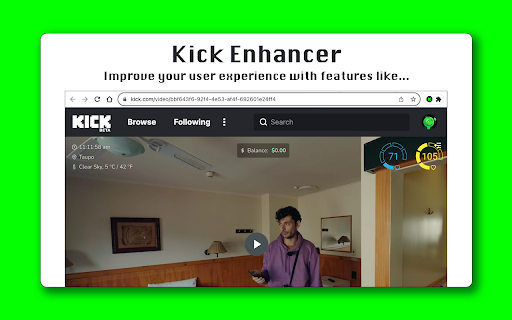 Kick Enhancer  from Chrome web store to be run with OffiDocs Chromium online