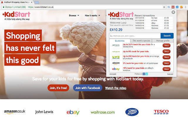 KidStart Savings Prompt  from Chrome web store to be run with OffiDocs Chromium online