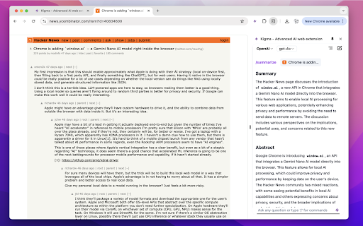 Kigma Advanced AI web extension  from Chrome web store to be run with OffiDocs Chromium online
