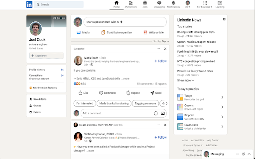 Kill News Feed LinkedIn  from Chrome web store to be run with OffiDocs Chromium online