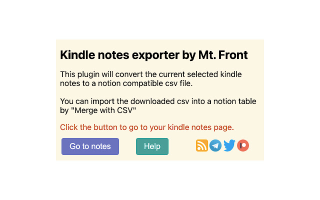 Kindle Notes Exporter  from Chrome web store to be run with OffiDocs Chromium online