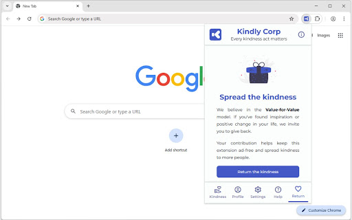 Kindly Corp  from Chrome web store to be run with OffiDocs Chromium online