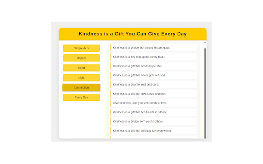 Kindness is a Gift  from Chrome web store to be run with OffiDocs Chromium online