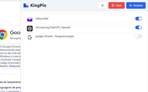 KingPin  from Chrome web store to be run with OffiDocs Chromium online