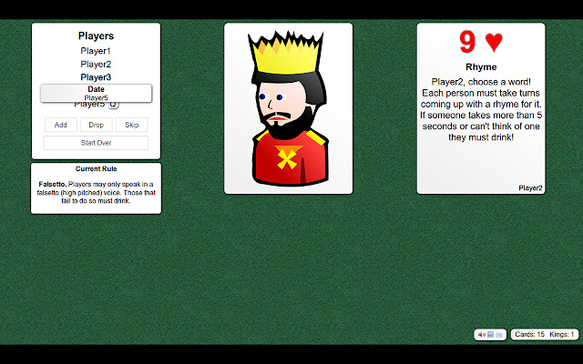 Kings Cup  from Chrome web store to be run with OffiDocs Chromium online