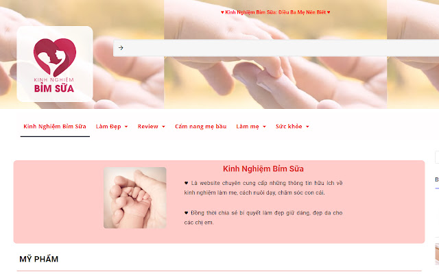 Kinh nghiệm bỉm sữa  from Chrome web store to be run with OffiDocs Chromium online
