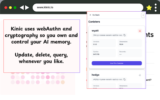 Kinic  from Chrome web store to be run with OffiDocs Chromium online
