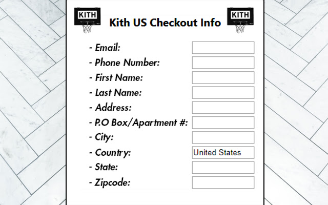 Kith Checkout Autofiller  from Chrome web store to be run with OffiDocs Chromium online