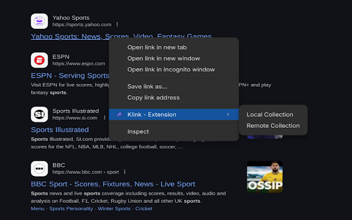 Klink Extension  from Chrome web store to be run with OffiDocs Chromium online