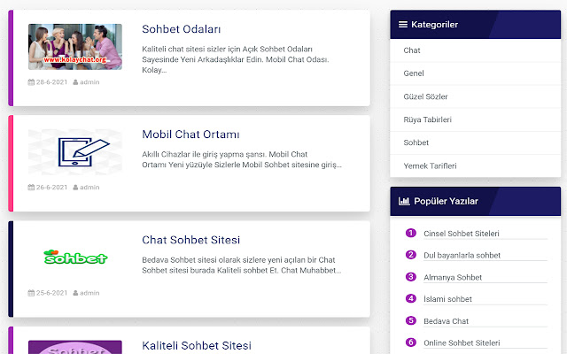Kolay Sohbet Odaları  from Chrome web store to be run with OffiDocs Chromium online