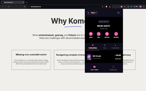 Komet Wallet  from Chrome web store to be run with OffiDocs Chromium online