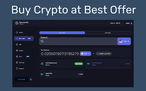 Komodo Wallet  from Chrome web store to be run with OffiDocs Chromium online