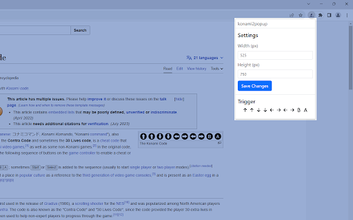 konami2popup  from Chrome web store to be run with OffiDocs Chromium online